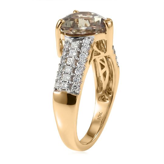 LUXURIANT  (10-16 Werktage Lieferzeit)  3,50 ct. AAA Turkizit und Labor Diamant Ring in 417 Gold