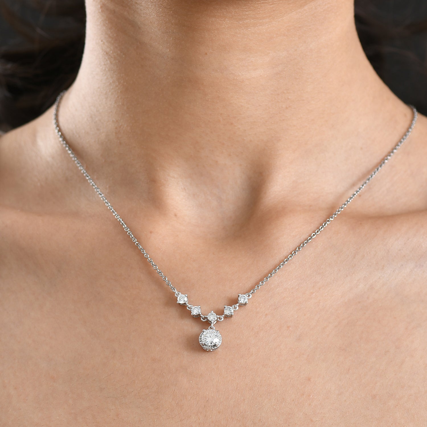 EVER TRUE Moissanit Halskette ca. 50 cm 316L Edelstahl ca. 1.39 ct