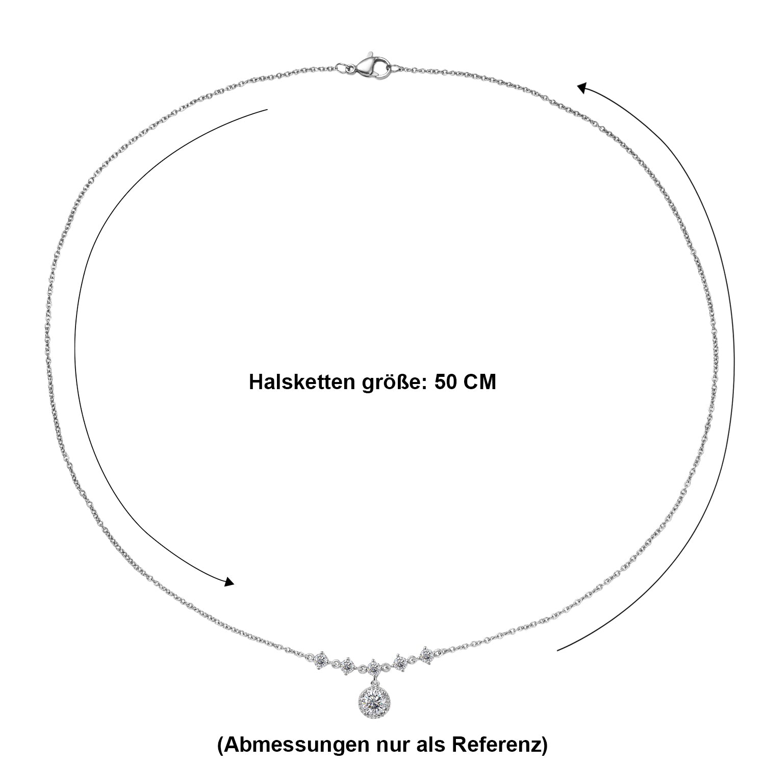 EVER TRUE Moissanit Halskette ca. 50 cm 316L Edelstahl ca. 1.39 ct