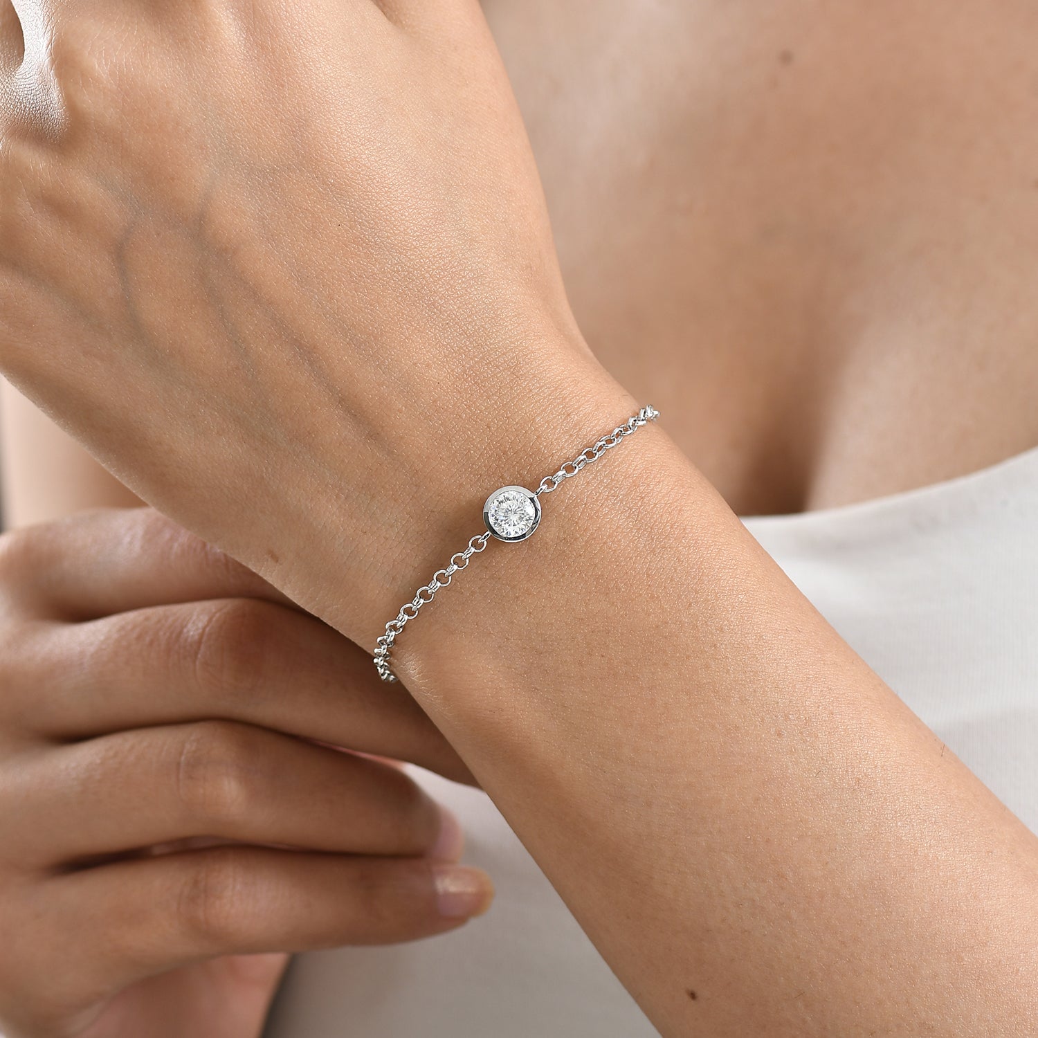 EVER TRUE 120 Facetten Moissanit Armband ca. 19 cm 316L Edelstahl ca. 0.97 ct