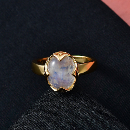EVER TRUE AAA Regenbogen Mondstein Ring Nickelfreies Messing (Größe 17.00) ca. 3,94 ct
