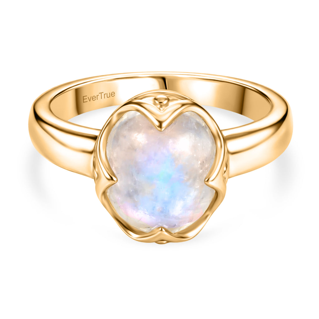 EVER TRUE AAA Regenbogen Mondstein Ring Nickelfreies Messing (Größe 20.00) ca. 3,94 ct