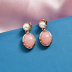 D'Joy AA Rosa Opal, Süßwasser Perle (4mm) Ohrringe 925 Silber 750 rosévergoldet