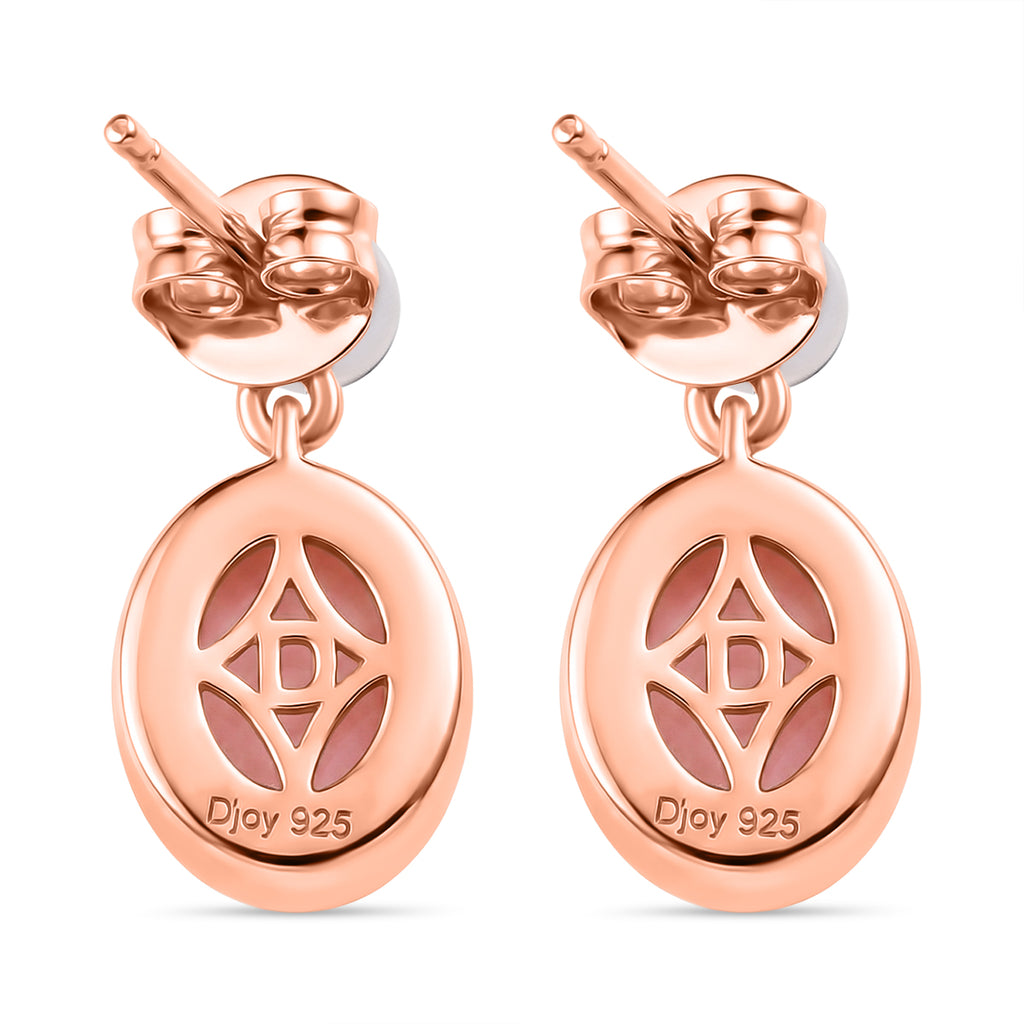 D'Joy AA Rosa Opal, Süßwasser Perle (4mm) Ohrringe 925 Silber 750 rosévergoldet