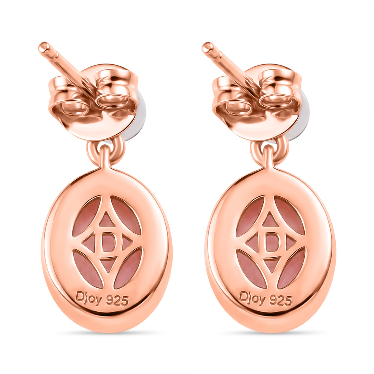 D'Joy AA Rosa Opal, Süßwasser Perle (4mm) Ohrringe 925 Silber 750 rosévergoldet