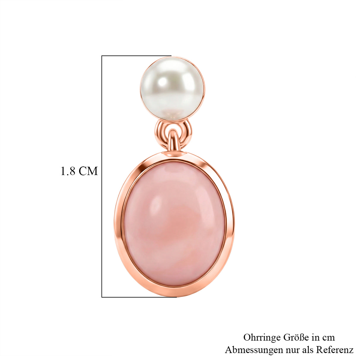 D'Joy AA Rosa Opal und 4mm Süßwasserperle Ohrringe, 925 Silber 750 rosévergoldet