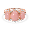 D'Joy AA Rosa Opal, Weißer Zirkon Ring 925 Silber 750 Roségold Vermeil (Größe 18.00) ca. 3.38 ct