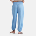 LA MAREY Jersey Komforthose mit Smokbund, Einheitsgröße, passend ca. für EU 34-40, Himmelblau
