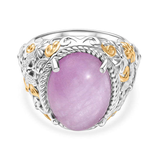 EVER TRUE Kunzit Ring Nickelfreies Messing, Bicolor, (Größe 19.00) ca. 11.40 ct