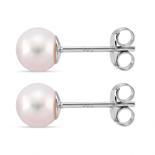 D'Joy AAA Zhuji Akoya-Perle (6-7 mm) Ohrringe 925 Silber rhodiniert