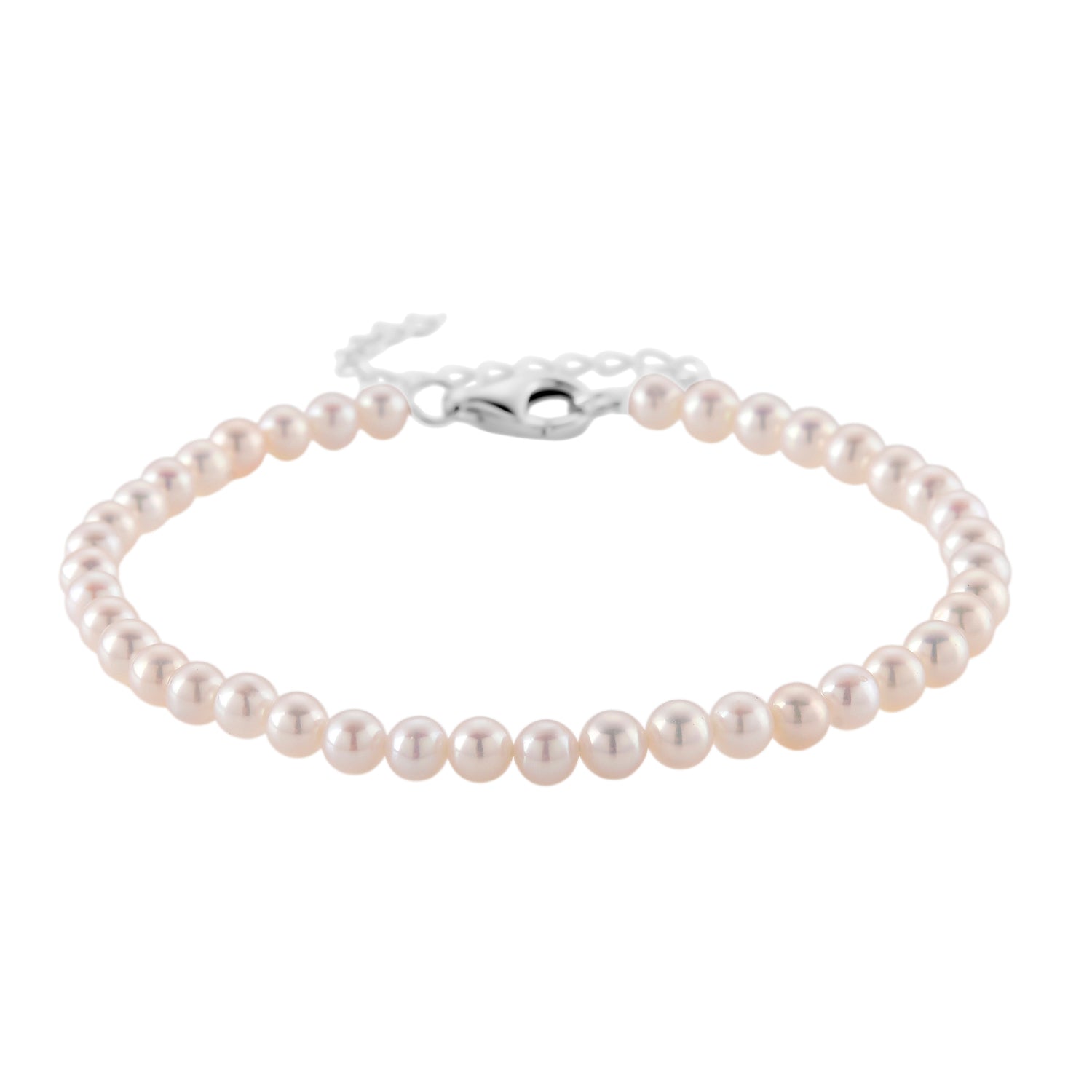 D'Joy AAA Zhuji Akoya-Perle (3-5 mm) Armband ca. 18 cm + 5 cm Extender, 925 Silber rhodiniert