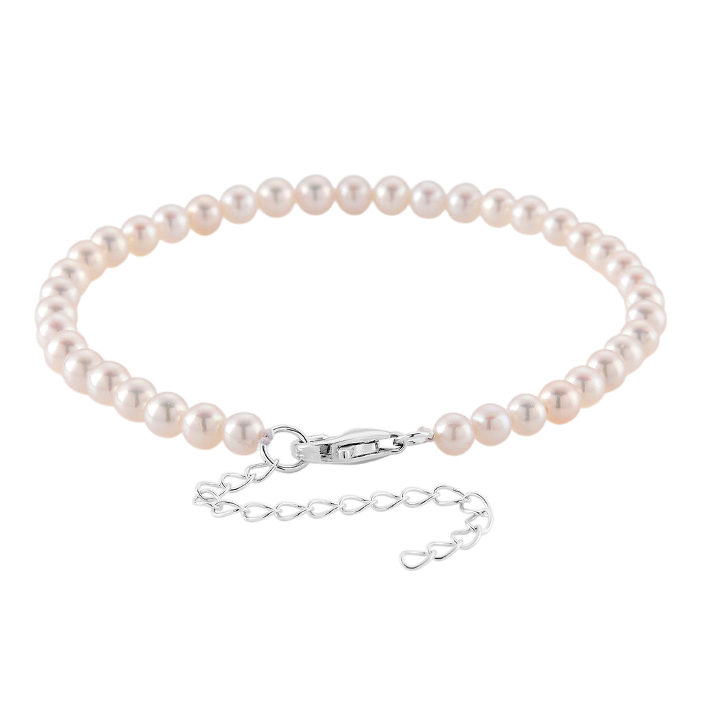 D'Joy AAA Zhuji Akoya-Perle (3-5 mm) Armband ca. 18 cm + 5 cm Extender, 925 Silber rhodiniert