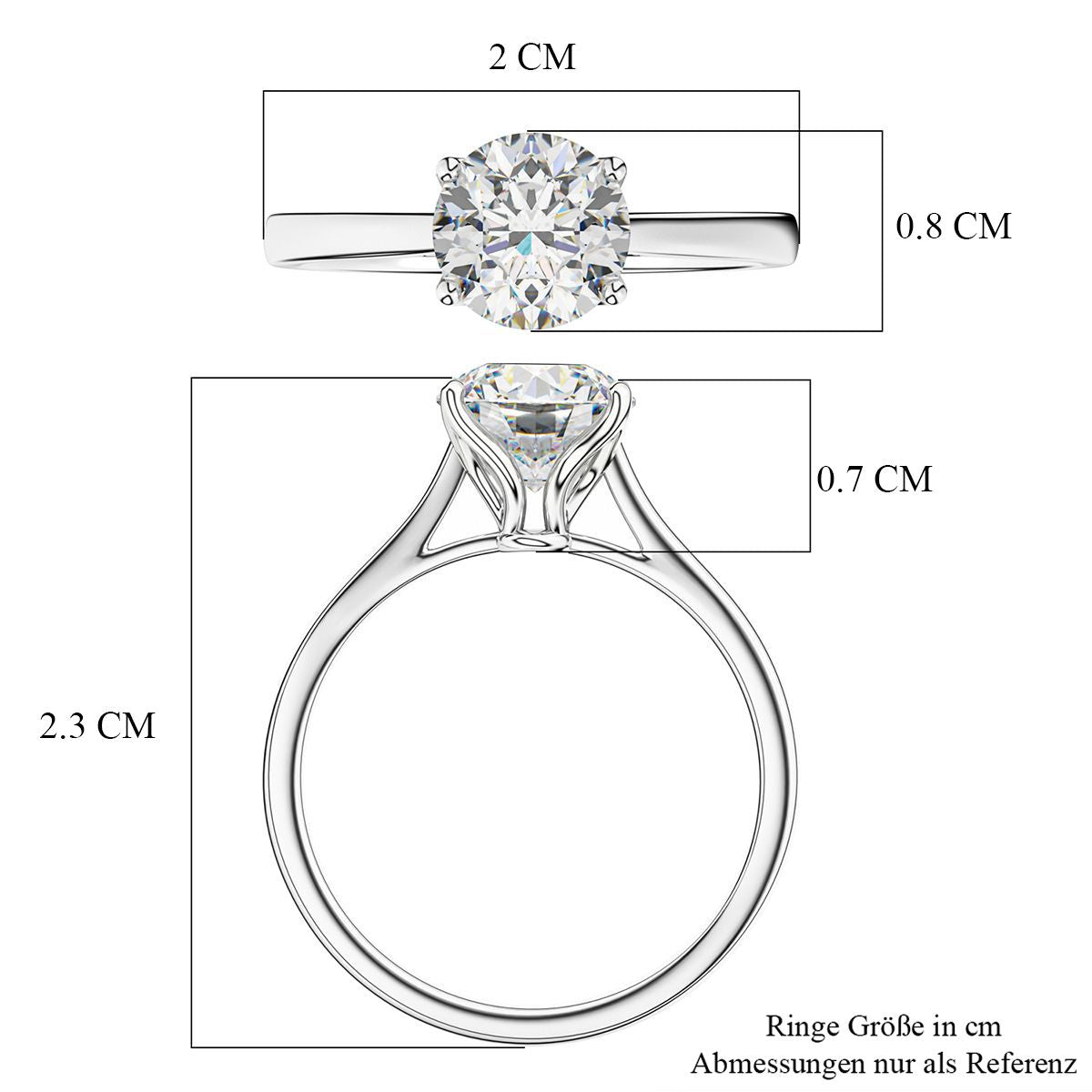 LUXURIANT IGI zertifizierter VS-E Labor Diamant Ring (Größe 18) in 950 Platin - 2 ct.