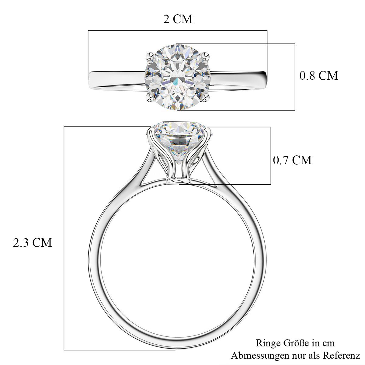 LUXURIANT DIAMOND - Lab Grown Diamant VS-E IGI zertifiziert Ring 950 Platin (Größe 18.00) ca. 2,00 ct