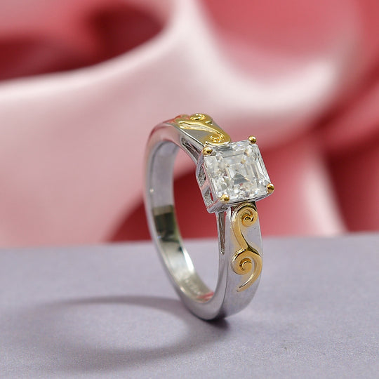 EVER TRUE Moissanit Ring Nickelfreies Messing, Bicolor (Größe 19.00) ca. 1.16 ct
