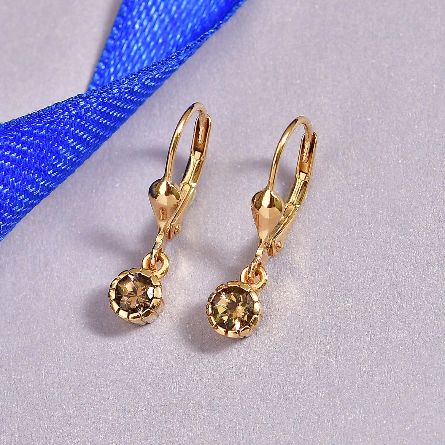D'Joy AA Natürlicher goldener Tansanit Ohrringe 925 Silber 750 Gelbgold Vermeil ca. 0.56 ct