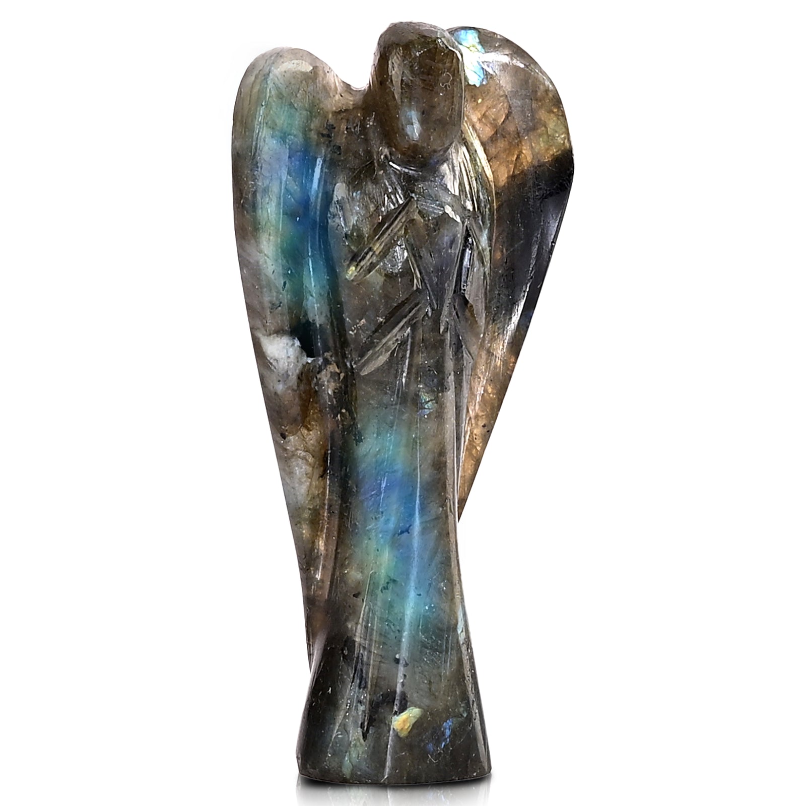 LIVMORE - Handgeschnitzte Schutzengel Figur Labradorit ca. 7,62 cm