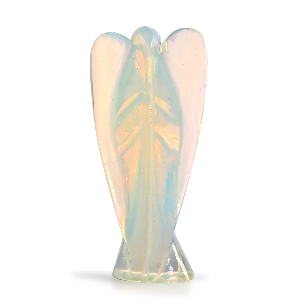 LIVMORE Handgeschnitzte Schutzengel Figur Opalit ca. 7,62 cm Hellblau