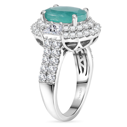 D'Joy AA Grandidierit, Moissanit Ring 925 Silber Rhodiniert (Größe 18.00)   (10-16 Werktage Lieferzeit) ca. 4,30 ct