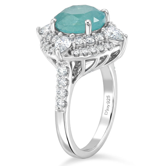D'Joy AA Grandidierit, Moissanit Ring 925 Silber Rhodiniert (Größe 16.50)   (10-16 Werktage Lieferzeit) ca. 4,42 ct