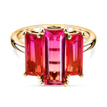 D'Joy Sunset Quarz Triplette Ring 925 Silber 750 Gelb Vergoldet (Größe 17.00) ca. 5,03 ct
