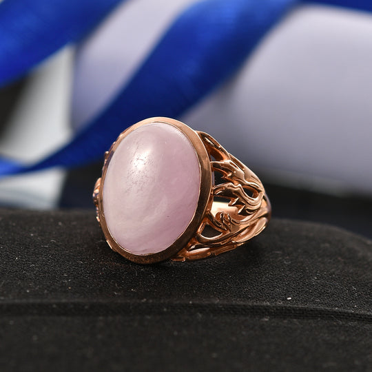 EVER TRUE Kunzit Ring Nickelfreies Messing Roségoldfarben (Größe 18.00) ca. 11.28 ct
