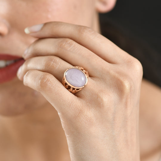EVER TRUE Kunzit Ring Nickelfreies Messing Roségoldfarben (Größe 18.00) ca. 11.28 ct