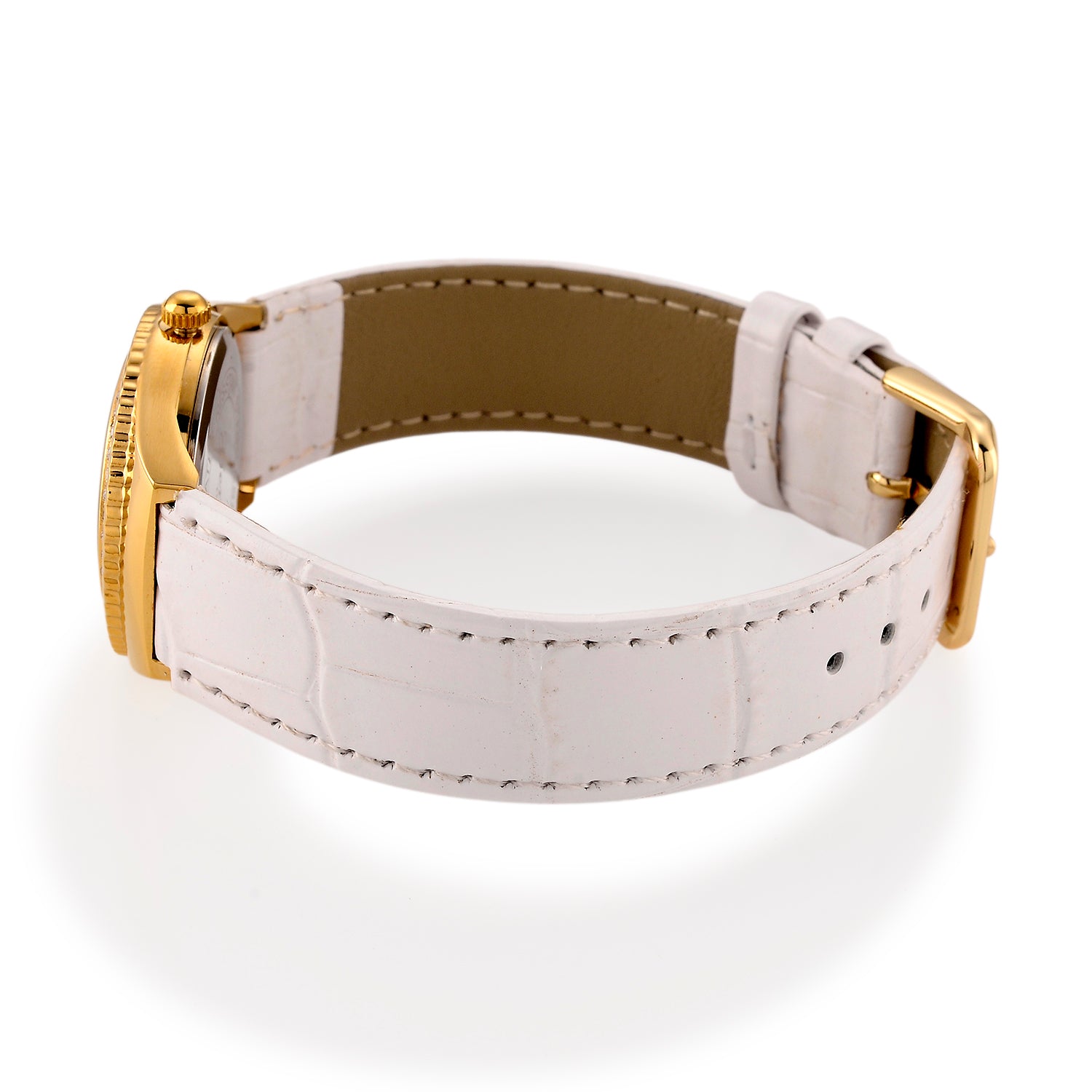GENOA - J Francis gefertigt mit SWAROVSKI Weißer Swarovski Kristall Uhren 23 cm Reine Legierung IP-Gelbbeschichtung