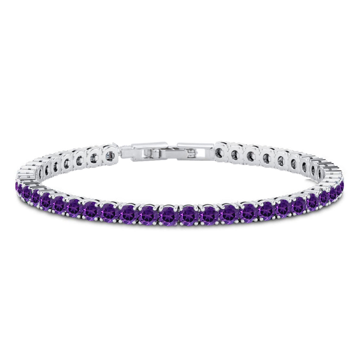 Amethyst Zirkonia Armband ca. 19 cm Nickelfreies Messing