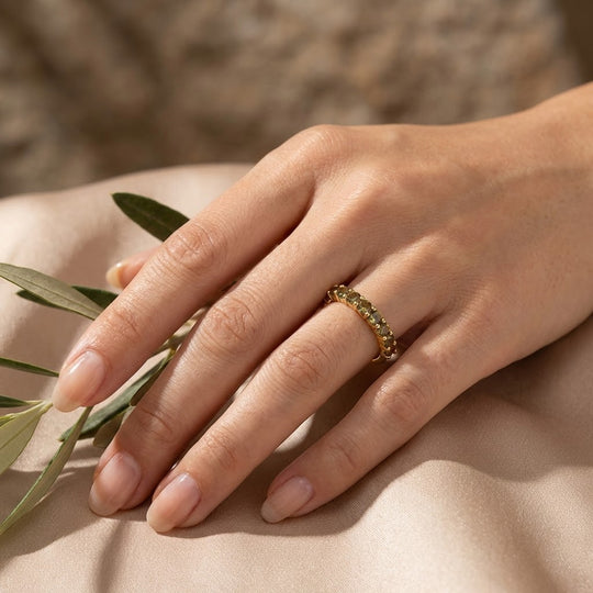 D'Joy AA Natürlicher goldener Tansanit Ring 925 Silber 750 Vergoldet (Größe 19.00) ca. 0.50 ct