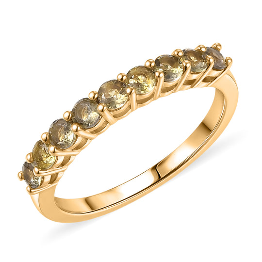 D'Joy AA Natürlicher goldener Tansanit Ring 925 Silber 750 Vergoldet (Größe 19.00) ca. 0.50 ct