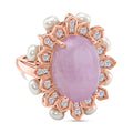 EVER TRUE Kunzit, Süßwasser Perle (4mm) Ring Nickelfreies Messing Roségoldfarben (Größe 16.00)