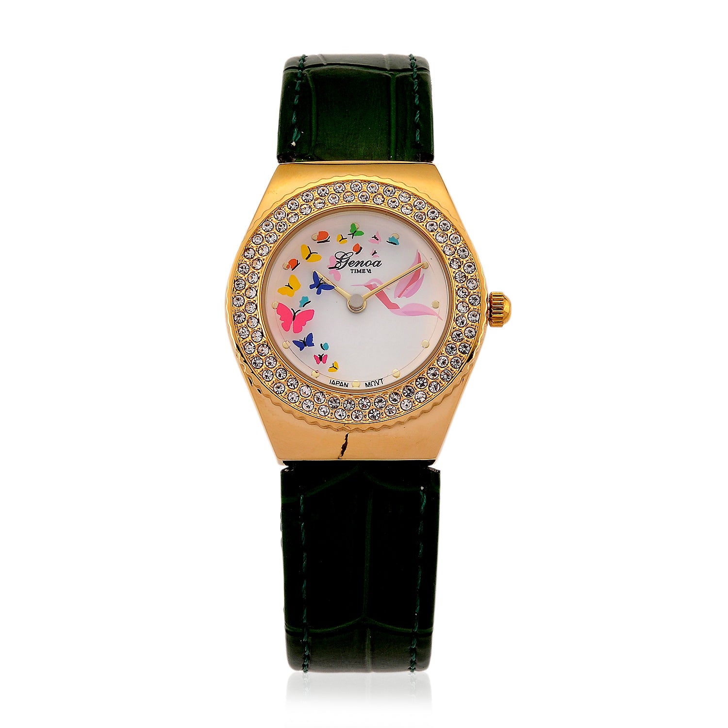 GENOA - J Francis gefertigt mit SWAROVSKI Weißer Swarovski Kristall Uhren 23 cm Reine Legierung IP-Gelbbeschichtung