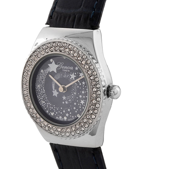 GENOA - J Francis gefertigt mit SWAROVSKI Weißer Swarovski Kristall Uhren 23 cm Reine Legierung