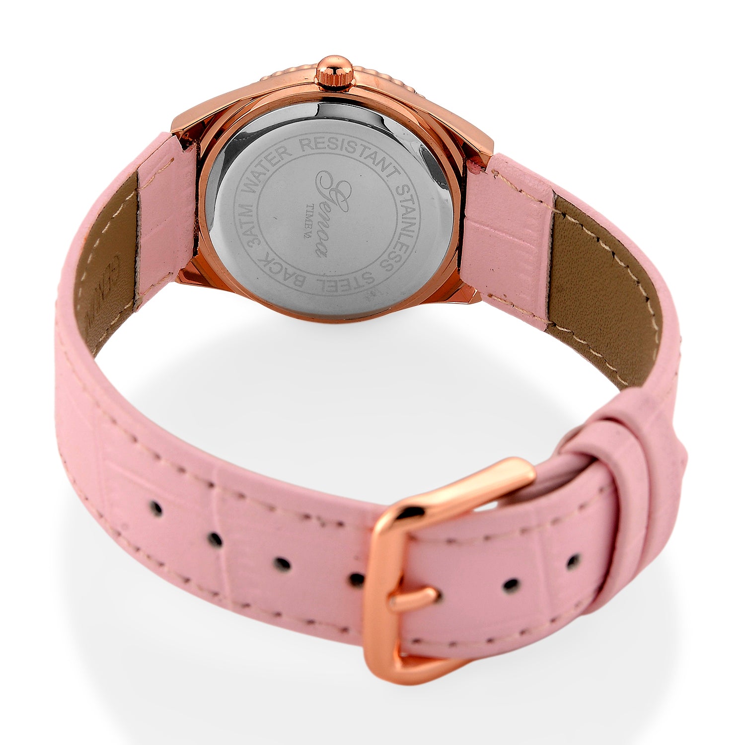 GENOA - J Francis gefertigt mit SWAROVSKI Weißer Swarovski Kristall Uhren 23 cm Reine Legierung IP Rosa Plattierung