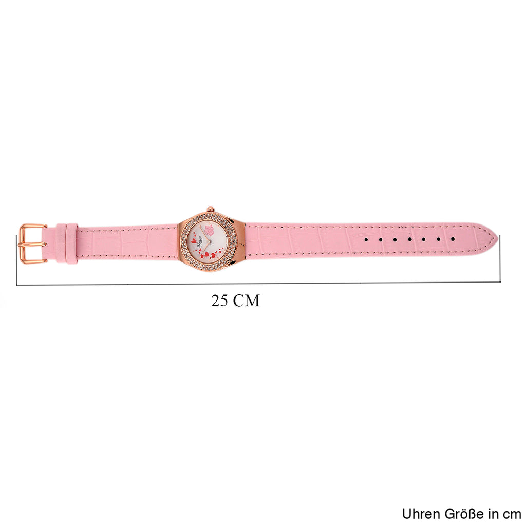 GENOA - J Francis gefertigt mit SWAROVSKI Weißer Swarovski Kristall Uhren 23 cm Reine Legierung IP Rosa Plattierung