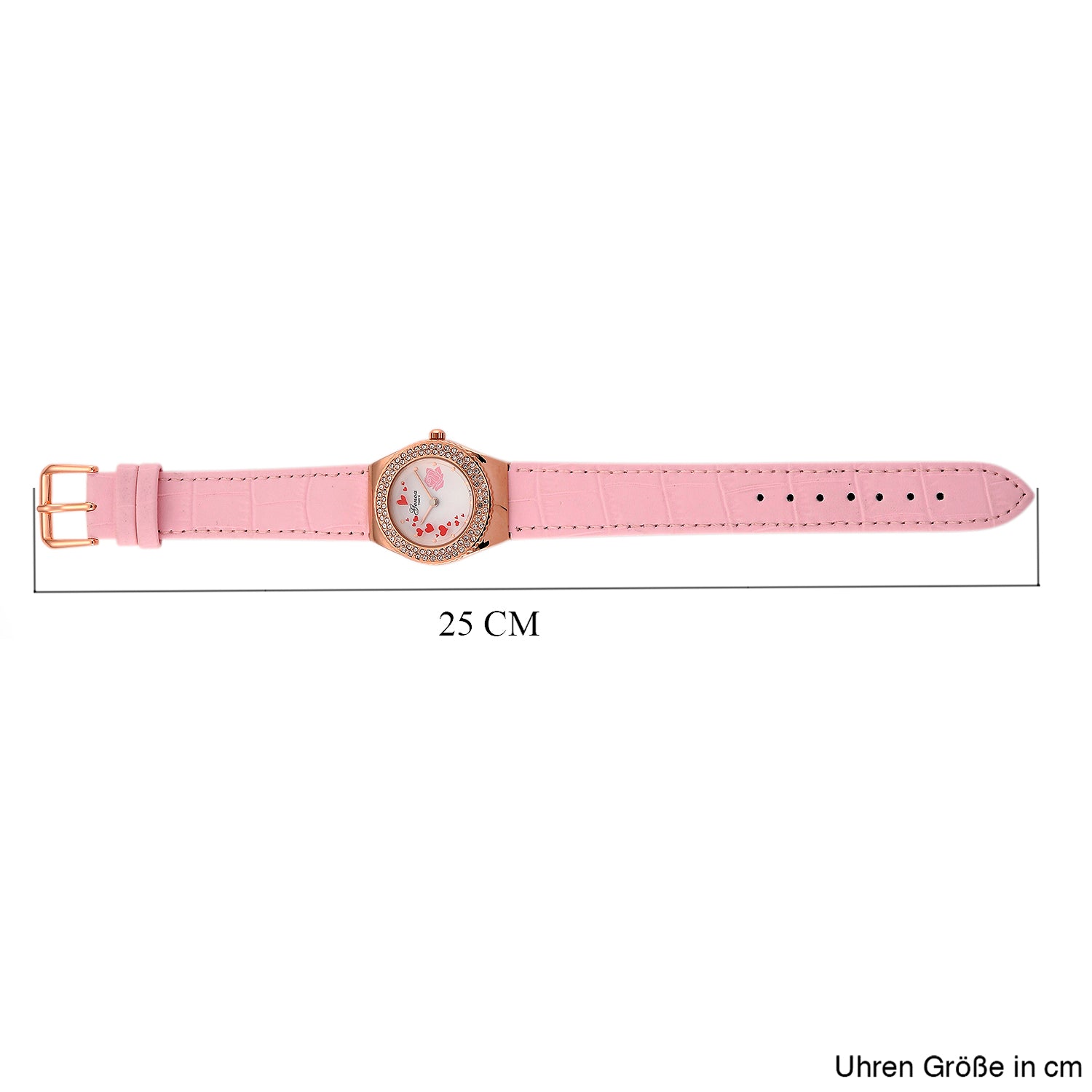 GENOA - J Francis gefertigt mit SWAROVSKI Weißer Swarovski Kristall Uhren 23 cm Reine Legierung IP Rosa Plattierung