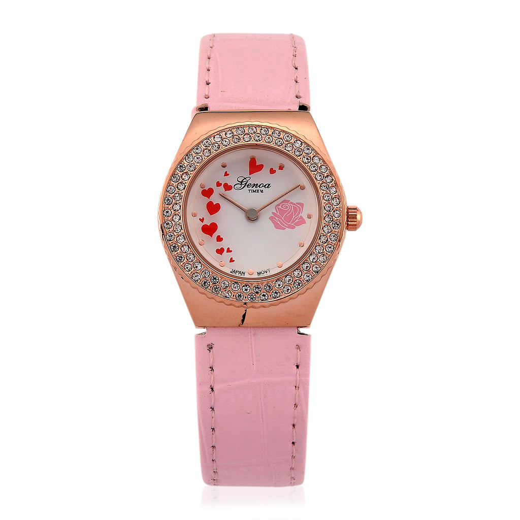 GENOA - J Francis gefertigt mit SWAROVSKI Weißer Swarovski Kristall Uhren 23 cm Reine Legierung IP Rosa Plattierung
