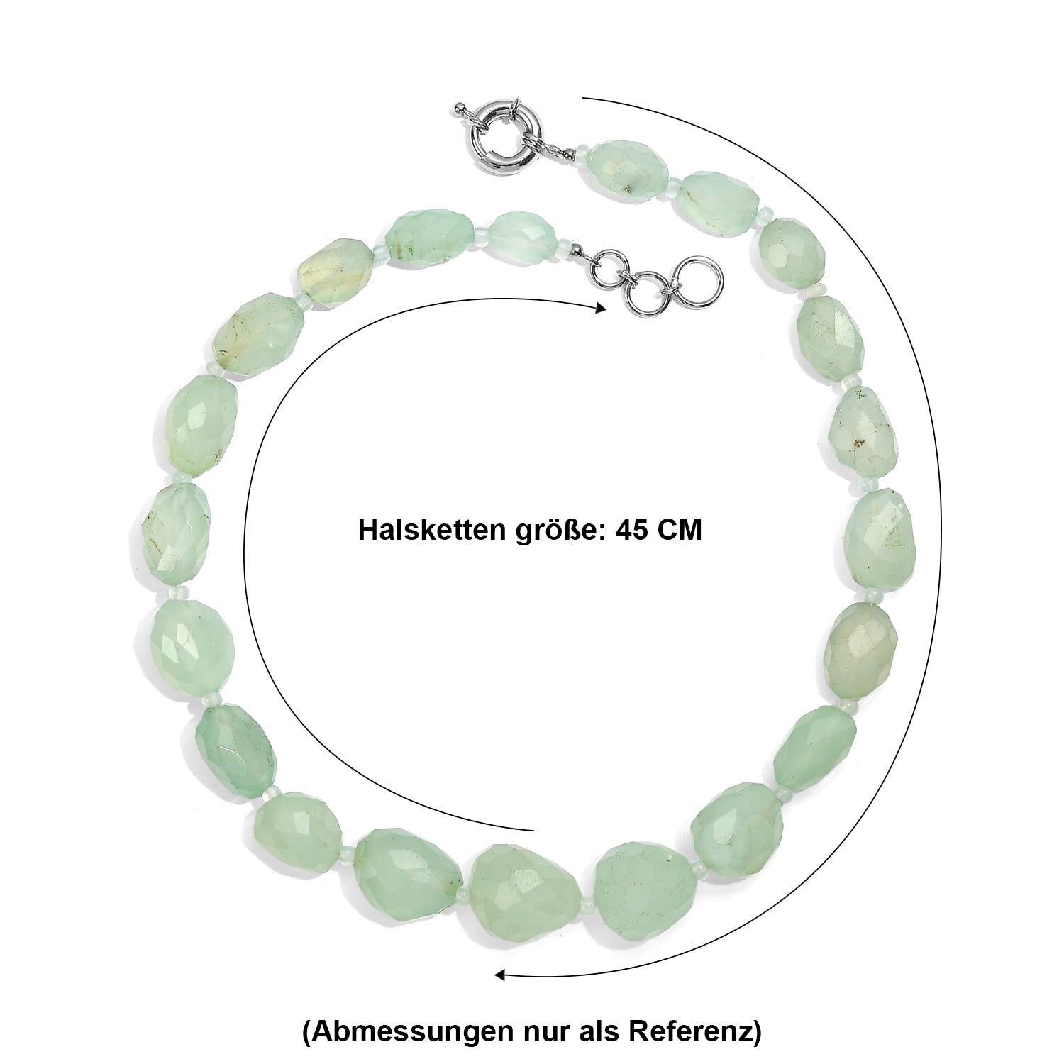 EVER TRUE Grün gefärbter Chalzedon Halskette ca. 45 cm Nickelfreies Messing Platiniert ca. 485.00 ct