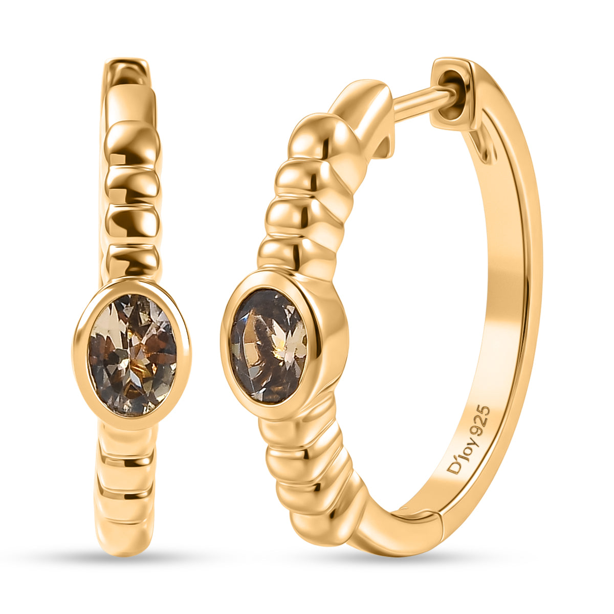 D'Joy AA Natürlicher goldener Tansanit Ohrringe 925 Silber 750 Gelb Vergoldet ca. 0.63 ct