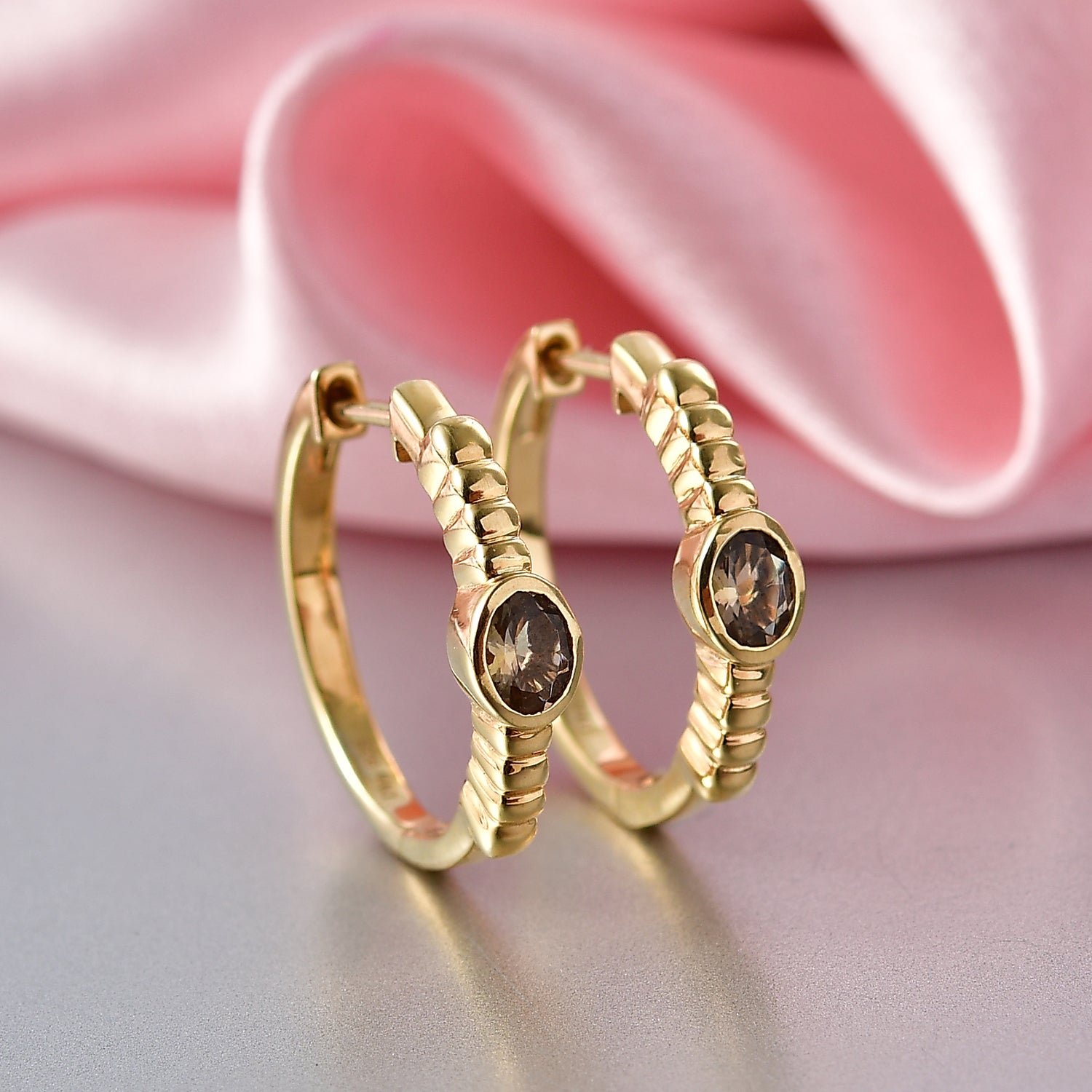 D'Joy AA Natürlicher goldener Tansanit Ohrringe 925 Silber 750 Gelb Vergoldet ca. 0.63 ct