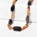 EVER TRUE Strahlen Quarz, Bernstein Halskette ca. 45 cm Nickelfreies Messing 750 Vergoldet ca. 288.00 ct