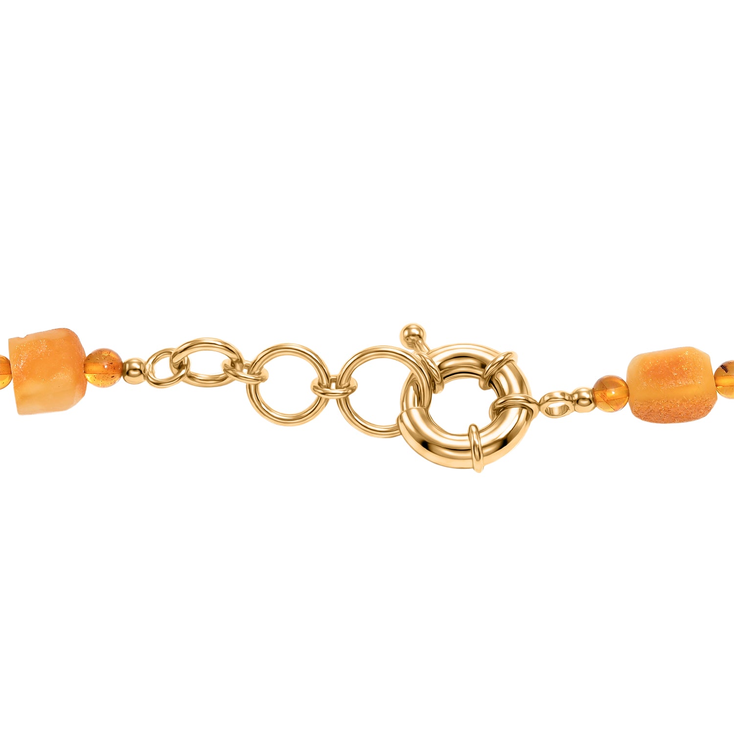 EVER TRUE Strahlen Quarz, Bernstein Halskette ca. 45 cm Nickelfreies Messing 750 Vergoldet ca. 288.00 ct