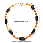 EVER TRUE Strahlen Quarz, Bernstein Halskette ca. 45 cm Nickelfreies Messing 750 Vergoldet ca. 288.00 ct