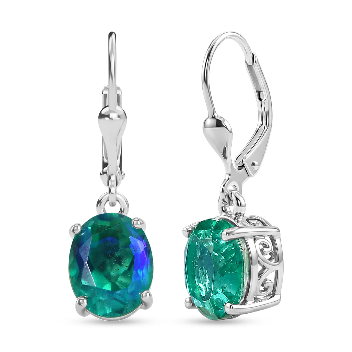 D'Joy Pfau Quarz Triplette Ohrringe 925 Silber Rhodiniert ca. 5.75 ct