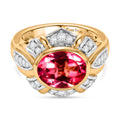 EVER TRUE Sonnenblüte Sunset Quarz Triplette, Weißer Zirkon Ring Nickelfreies Messing Bicolor (Größe 18.00) ca. 4.32 ct