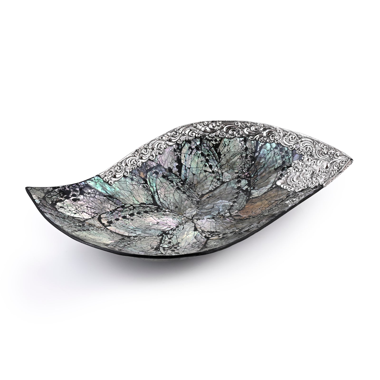 Royal Bali - Abalone Muschel Blattförmige Dekoschale, 925 Silber