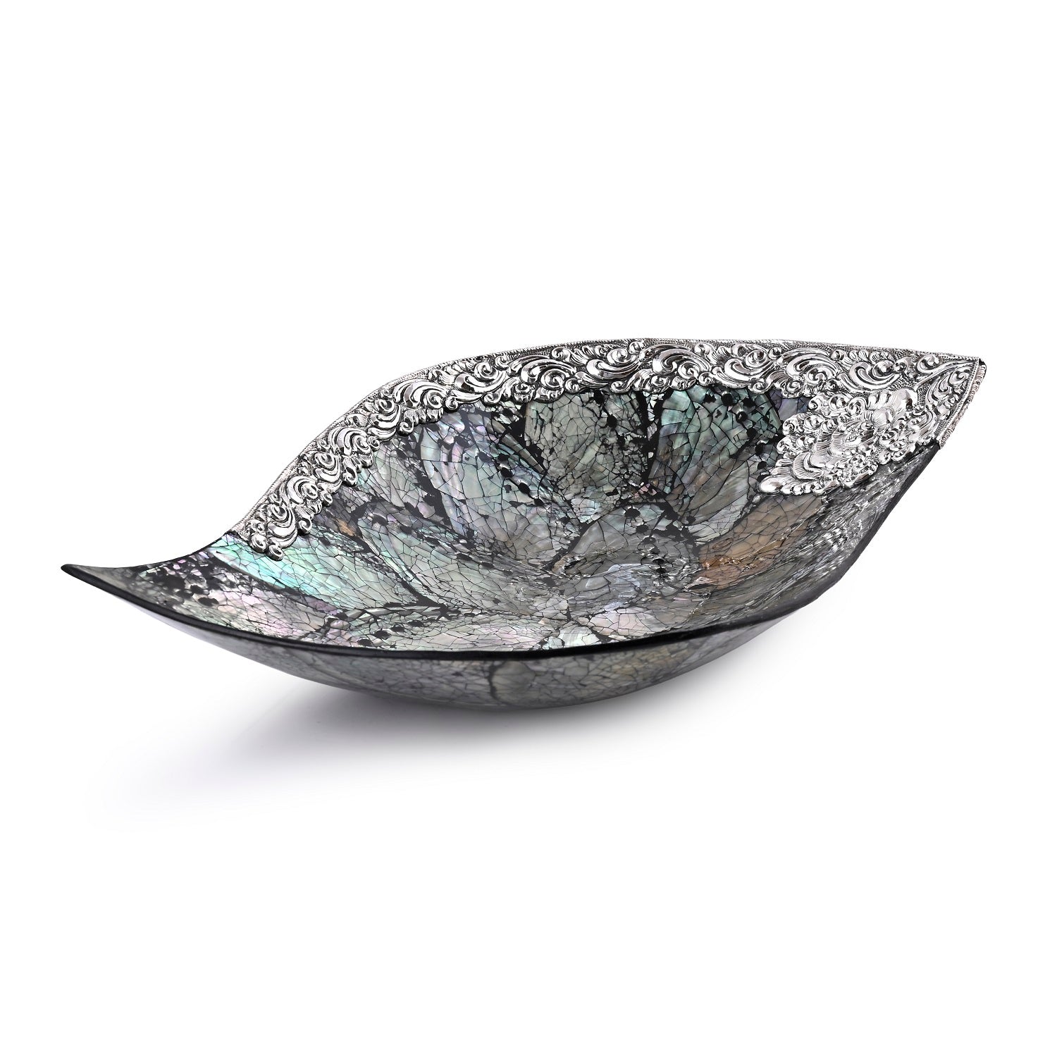 Royal Bali - Abalone Muschel Blattförmige Dekoschale, 925 Silber