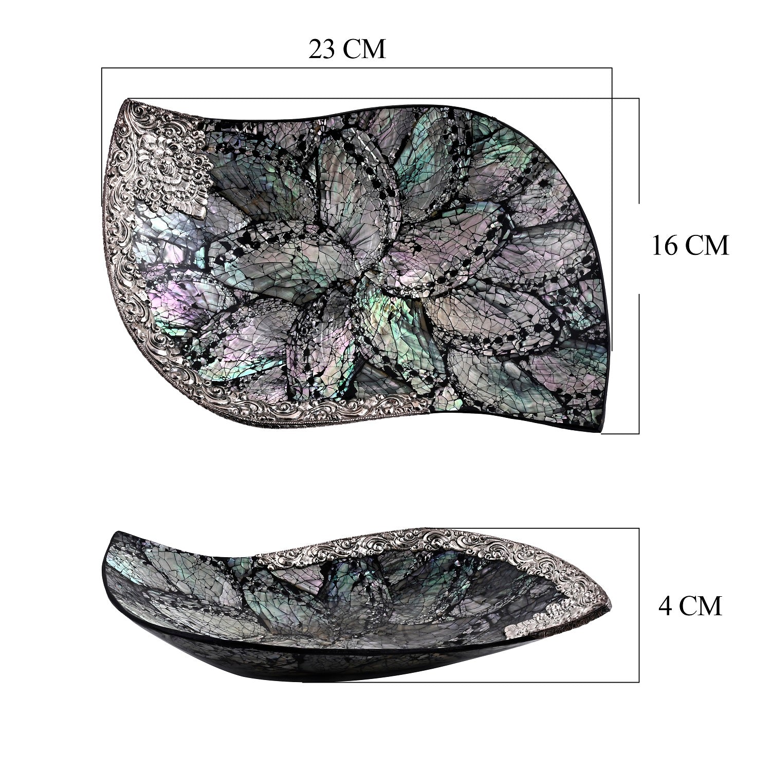 Royal Bali - Abalone Muschel Blattförmige Dekoschale, 925 Silber