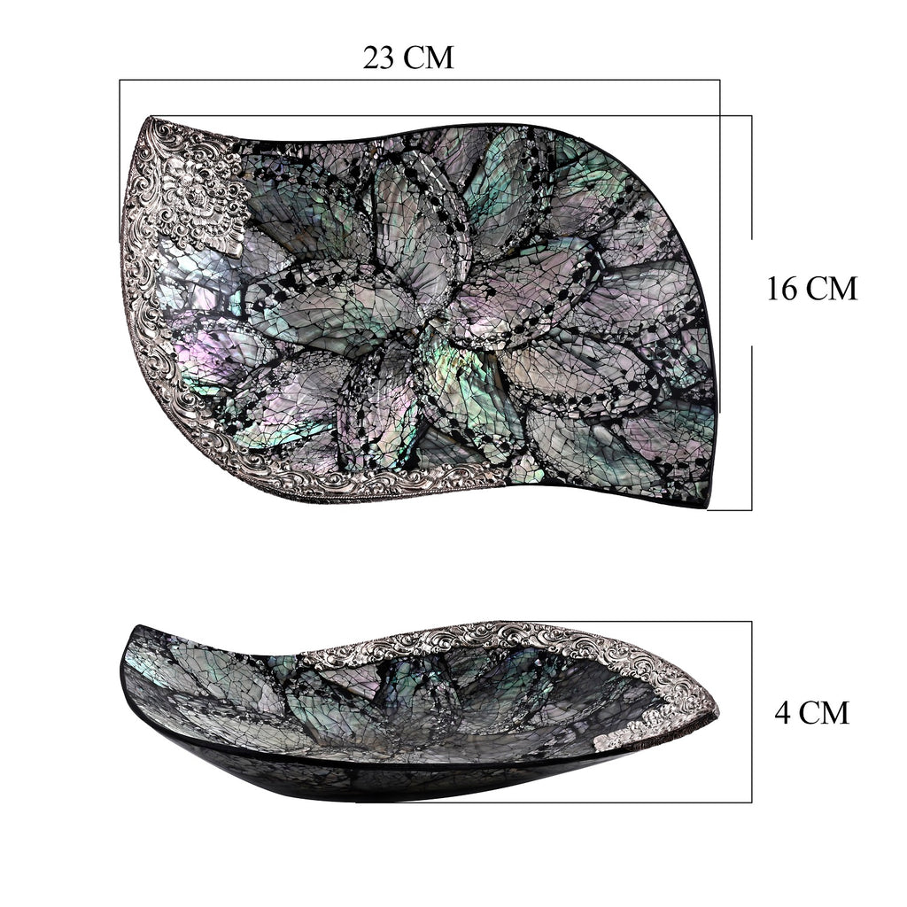 Royal Bali - Abalone Muschel Blattförmige Dekoschale, 925 Silber
